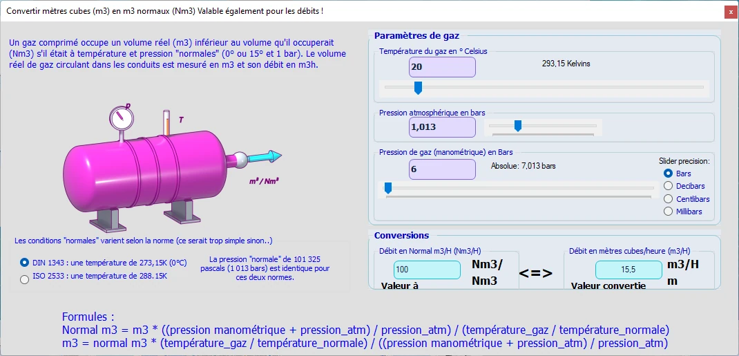 normaux metres cubes et normaux metre cubes heure