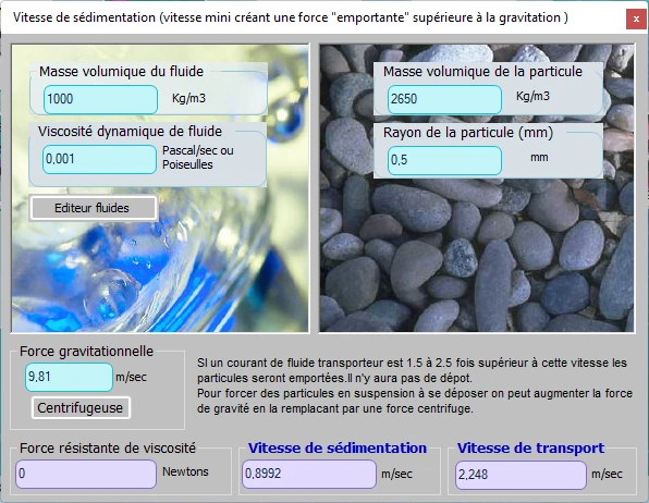 calcul vitesse sedimentation